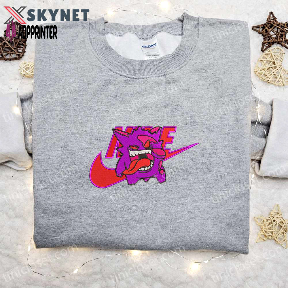Gengar pokemon x nike embroidered sweatshirt & shirt – best family birthday gift ideas Embroidered Shirt