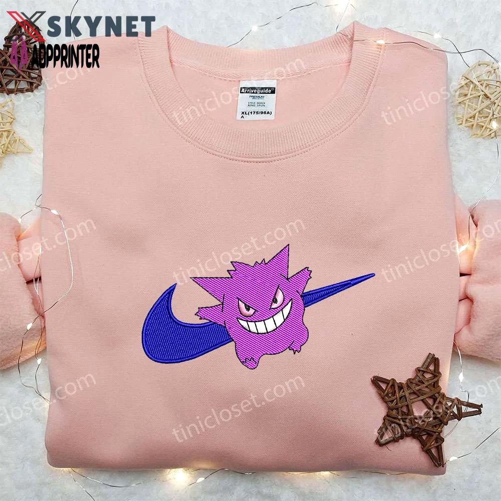 Gengar smile x nike embroidered shirt – custom pokemon apparel Embroidered Shirt