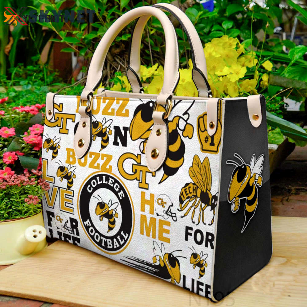 Georgia tech yellow jackets leather handbag gift for women 2845 Women Leather Hand Bag