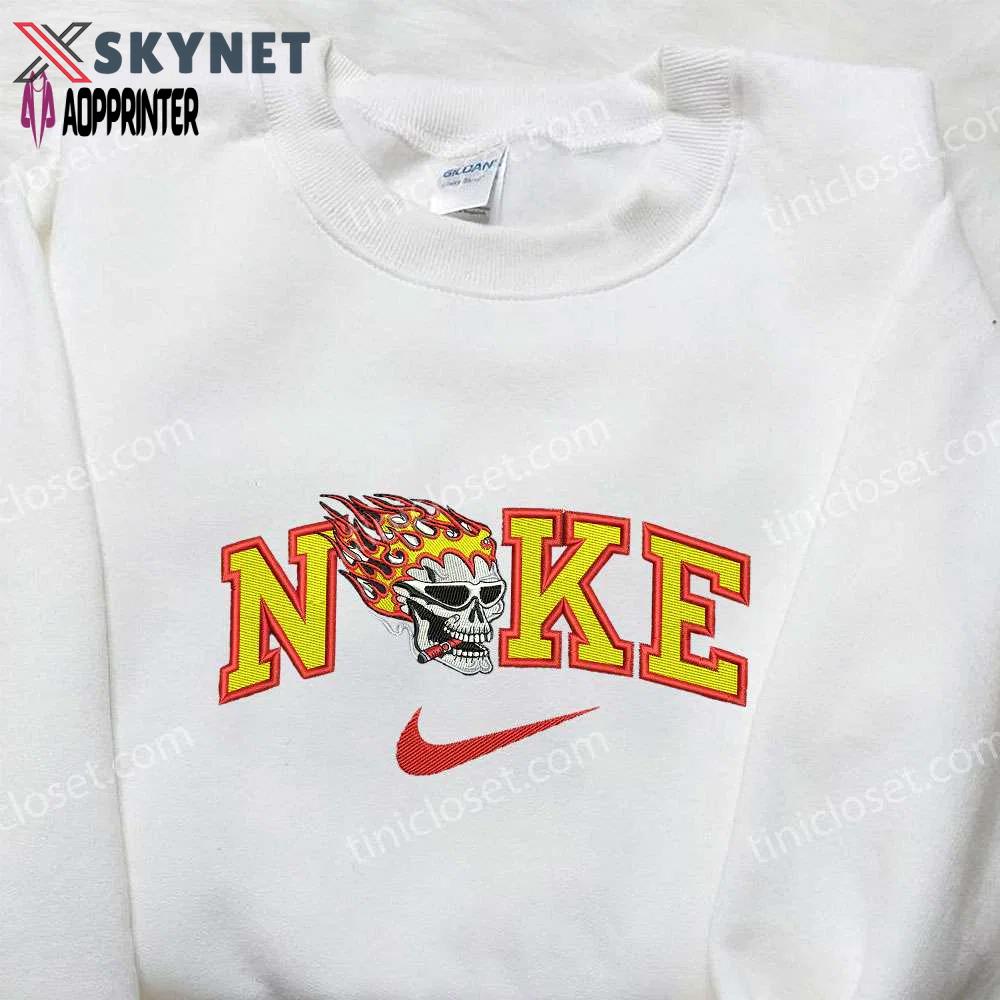 Ghost rider x nike embroidered sweatshirt: movie shirt + nike inspired design Embroidered Shirt