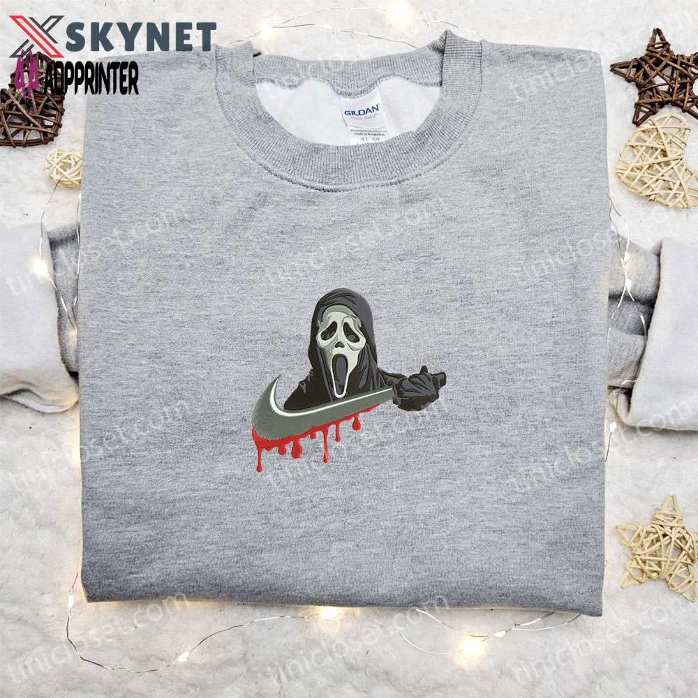 Ghostface x swoosh movie embroidered sweatshirt – best halloween gift for family Embroidered Shirt