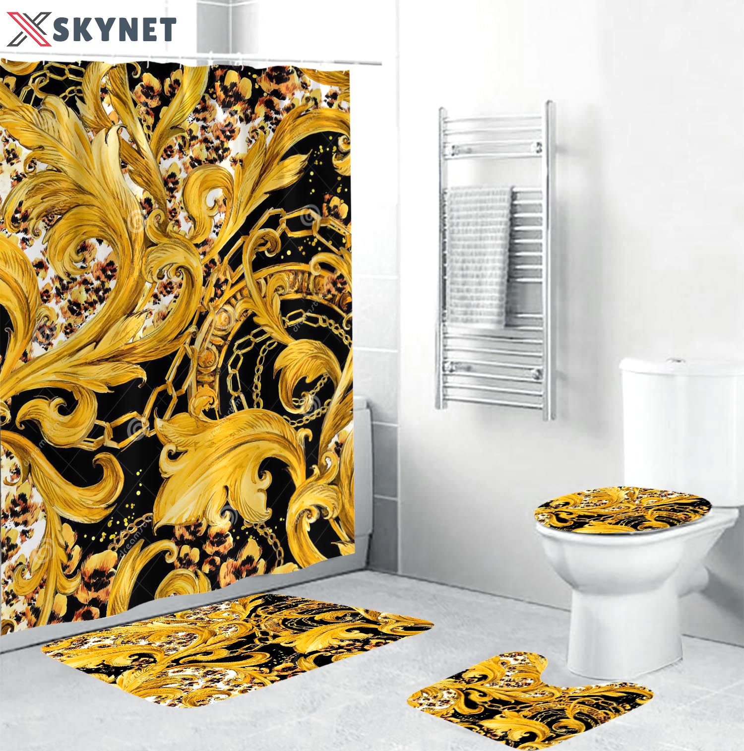 Gianni versace baroque home decor bath mat bathroom sets luxury fashion brand hypebeast Bathroom Set