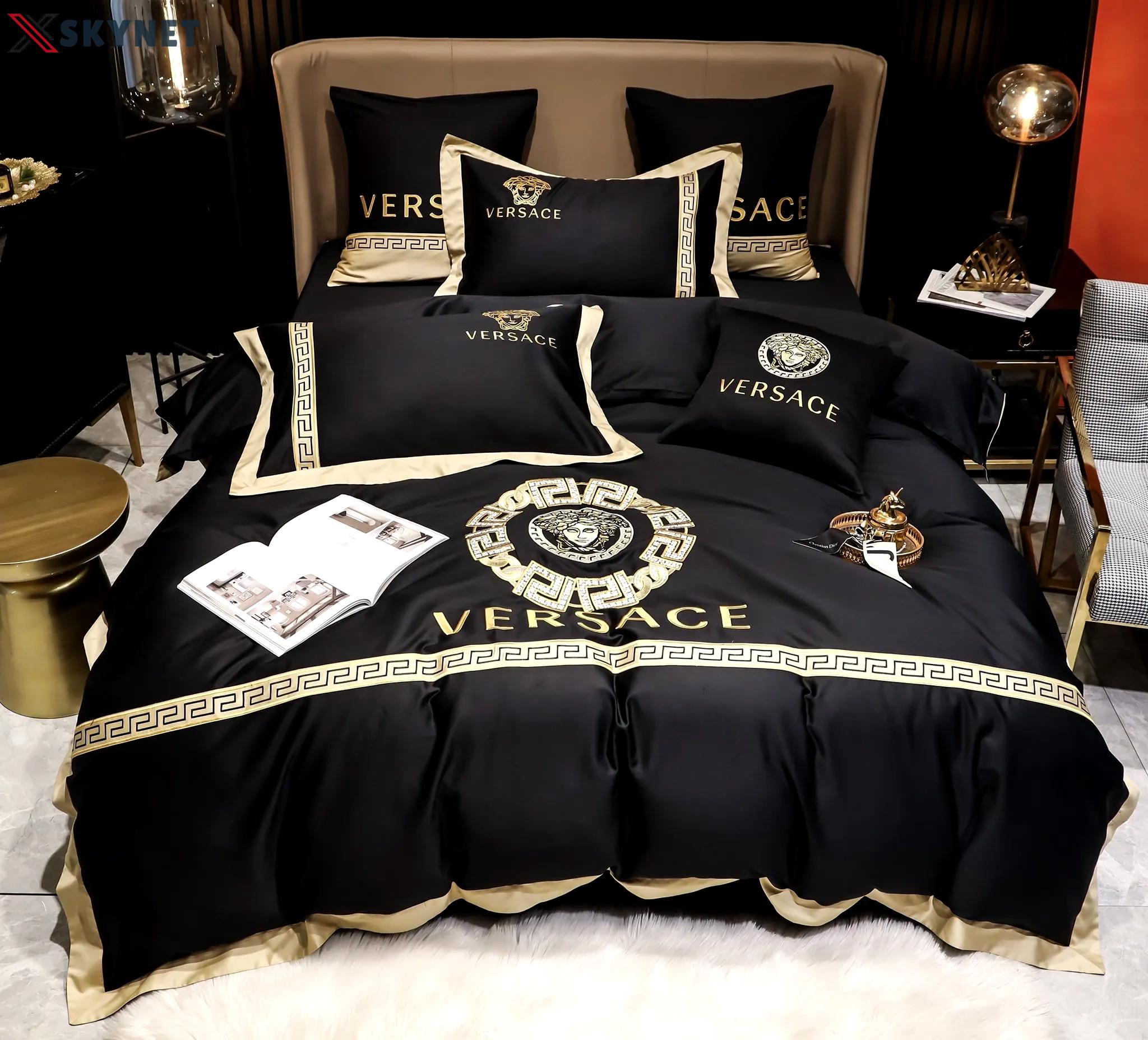 Gianni versace black logo type 753 Bedding Sets bed linen bedspread sheets covers premium fashion brand home decor blankets bedclothes hyperbeast Bedroom duvet luxury ideas