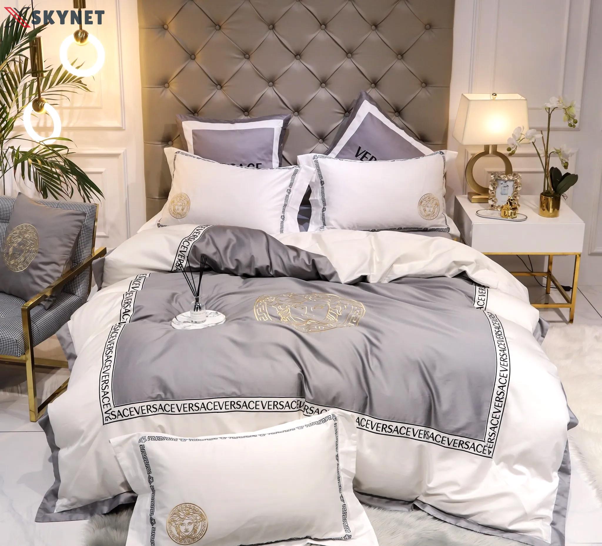 Gianni versace white logo type 974 Bedding Sets home decor premium fashion brand bedspread bed linen duvet blankets covers sheets bedclothes hyperbeast Bedroom luxury ideas