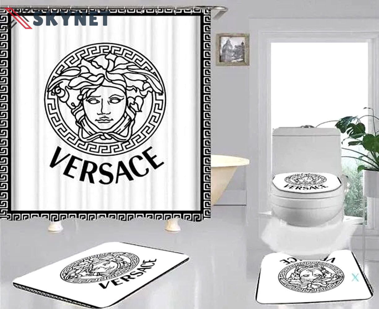 Gianni versace white luxury fashion brand bathroom sets bath mat hypebeast home decor Bathroom Set