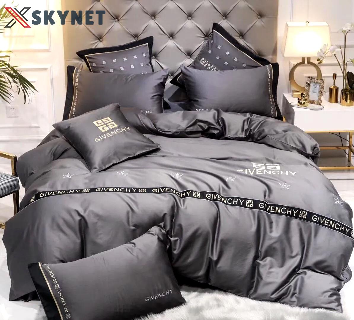 Givenchy grey luxury brand high-end bedding sets, bedroom decor , thanksgiving decorations for home best luxury bed sets gift thankgivings and christmas Bedding Sets