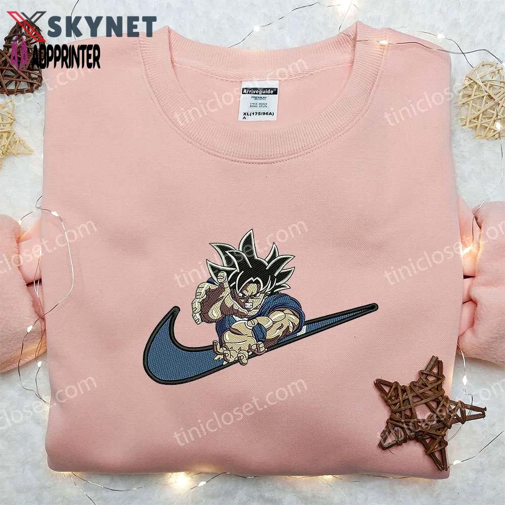 Goku kamehameha x nike swoosh embroidered sweatshirt – dragon ball & nike inspired shirt Embroidered Shirt