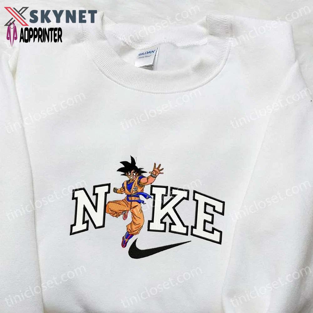 Goku x nike anime embroidered shirt: dragon ball sweatshirt nike inspired design Embroidered Shirt