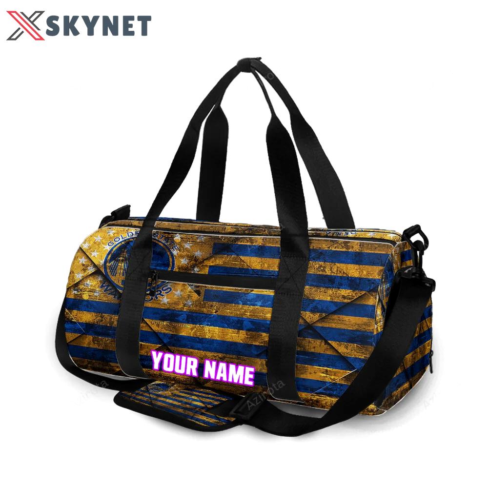 Golden state warriors emblem flag texture2 personalized name travel bag gym bag 863 Travel Bag