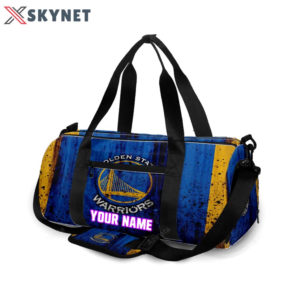 Golden state warriors emblem grunge personalized name travel bag gym bag 1465 Travel Bag