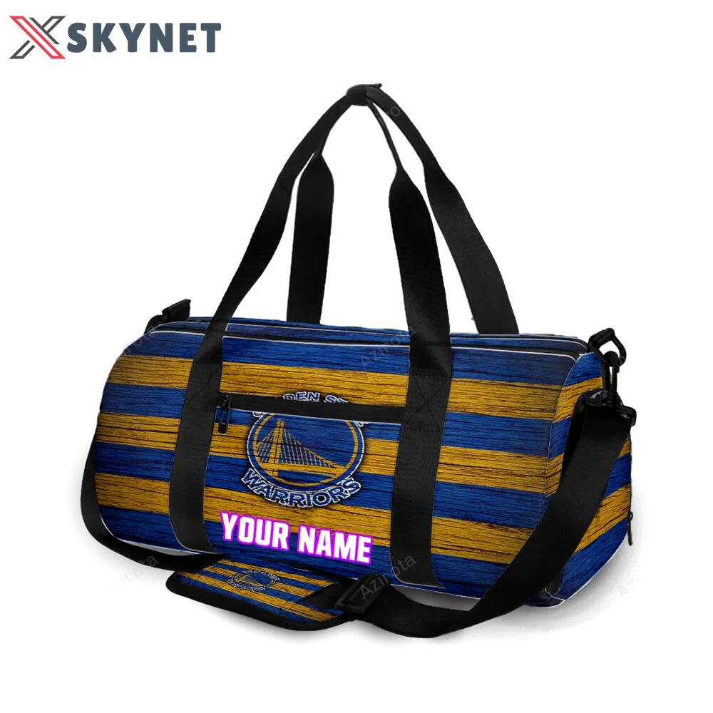 Golden state warriors emblem texture wood personalized name travel bag gym bag 176 Travel Bag
