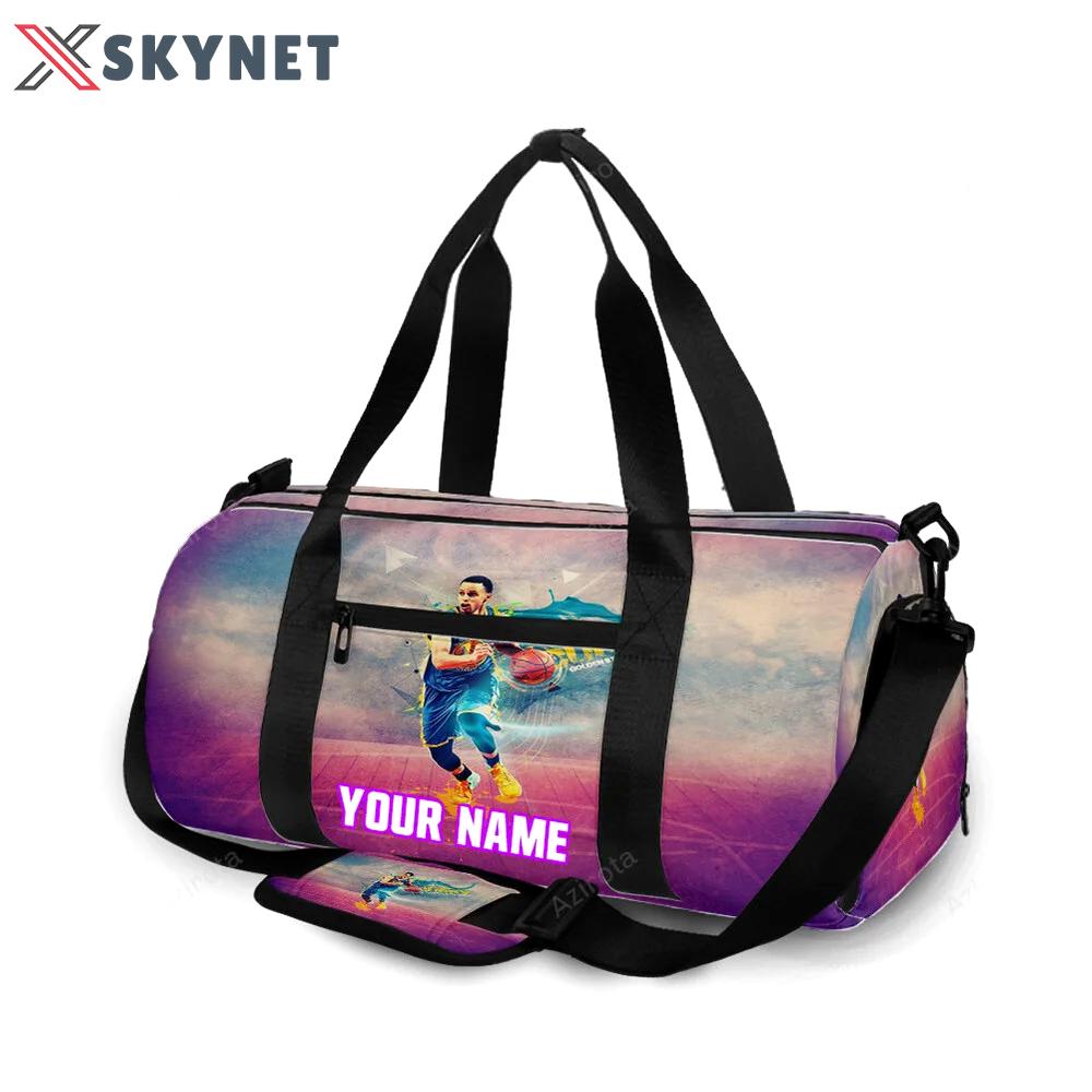 Golden state warriors stephen curry 30 texture purple personalized name travel bag gym bag 677 Travel Bag