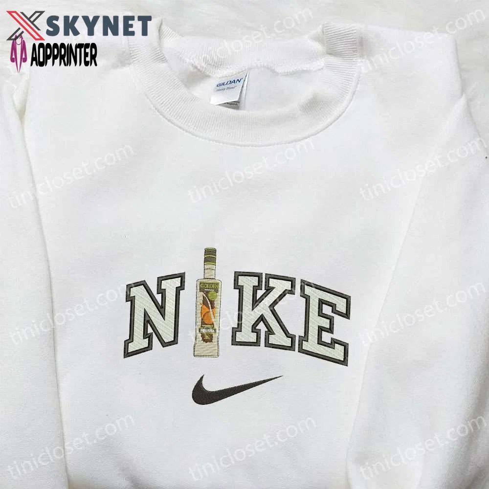 Golden wine bottle x nike embroidered shirt & hoodie: best gift ideas for dad – favorite foods & drinks Embroidered Shirt