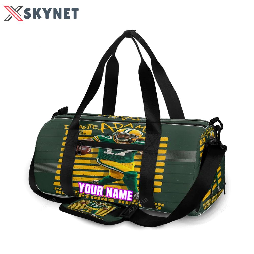 Green bay packers davante adams no17 v7 personalized name travel bag gym bag 1094 Travel Bag