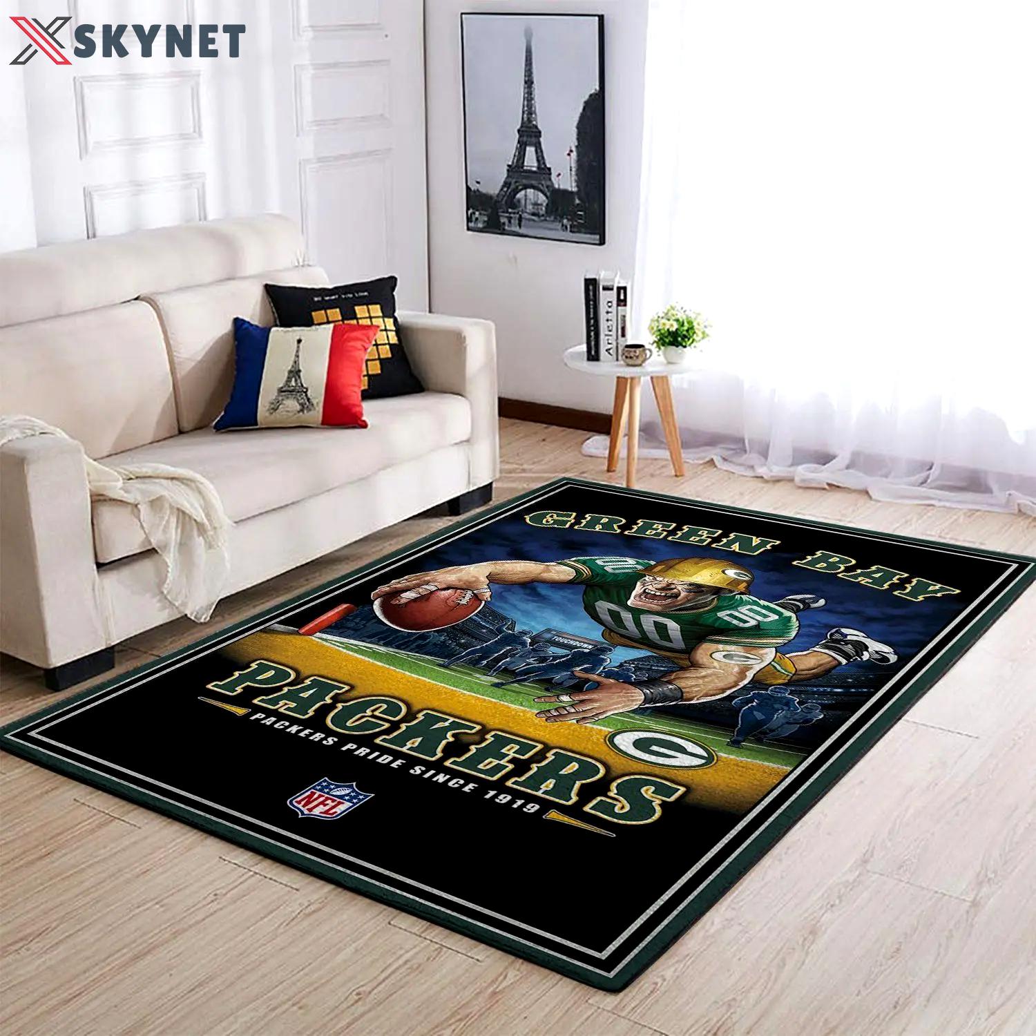 Green bay packers nfl team pride rectangle living room regtangle carpet Rectangle Rug