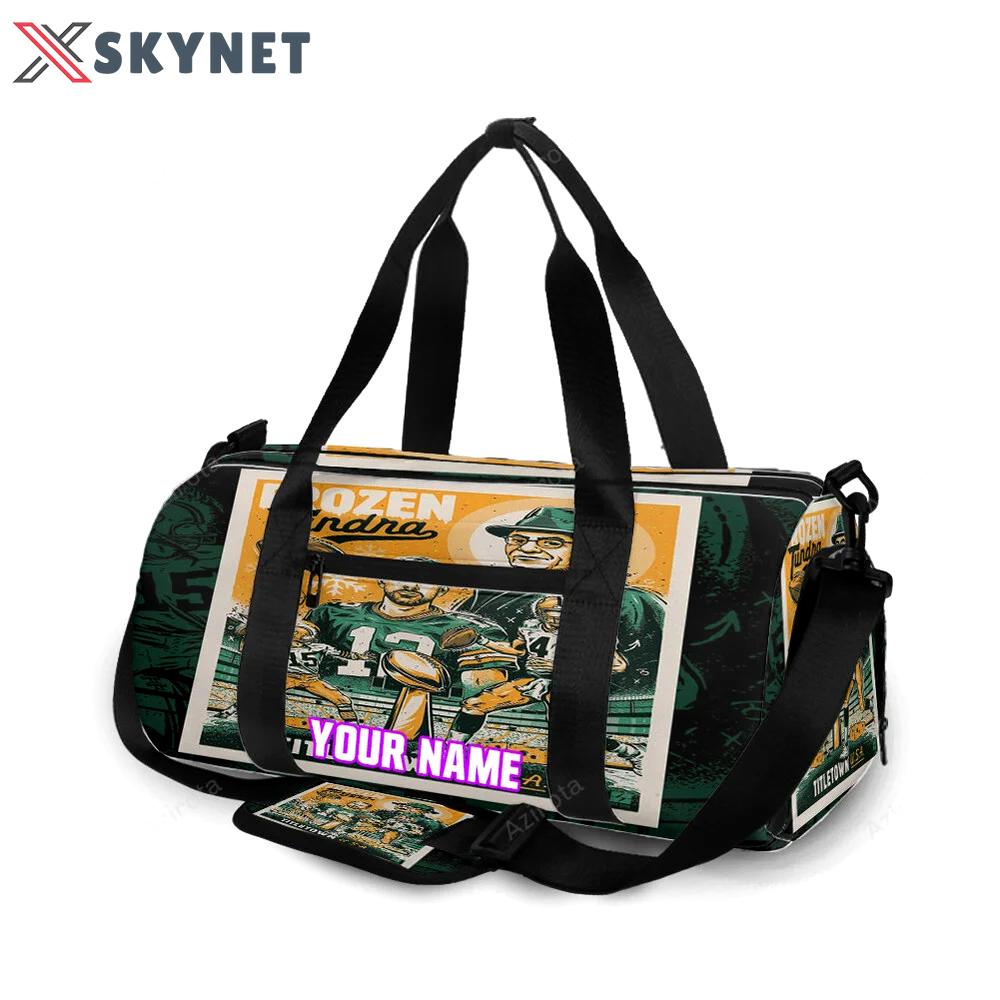 Green bay packers vintage poster personalized name travel bag gym bag 329 Travel Bag