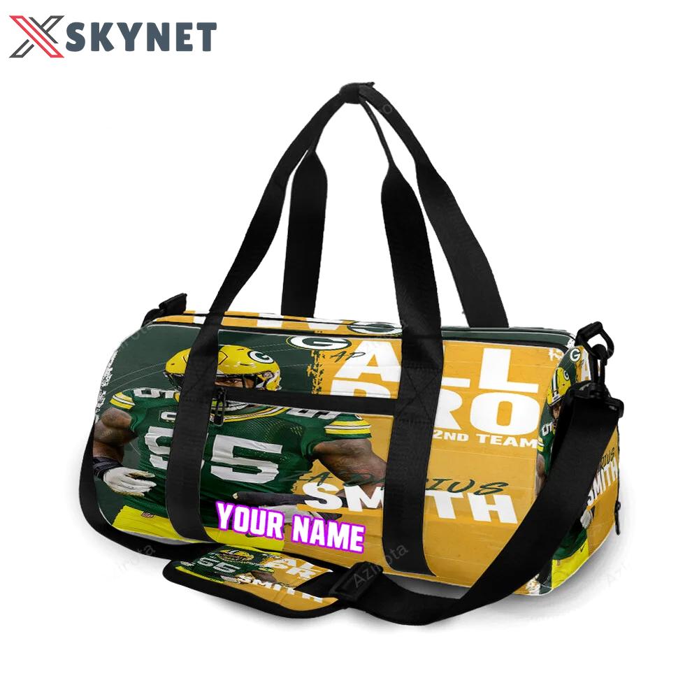Green bay packers za darius smith no55 personalized name travel bag gym bag 1087 Travel Bag