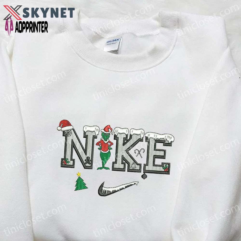 Grinch christmas x nike movie embroidered hoodie & shirt – best christmas gift ideas Embroidered Shirt