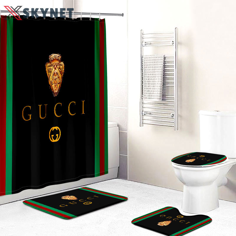 Gucci bath mat sets black green red full bath mat sets shower curtain 130 Bathroom Set
