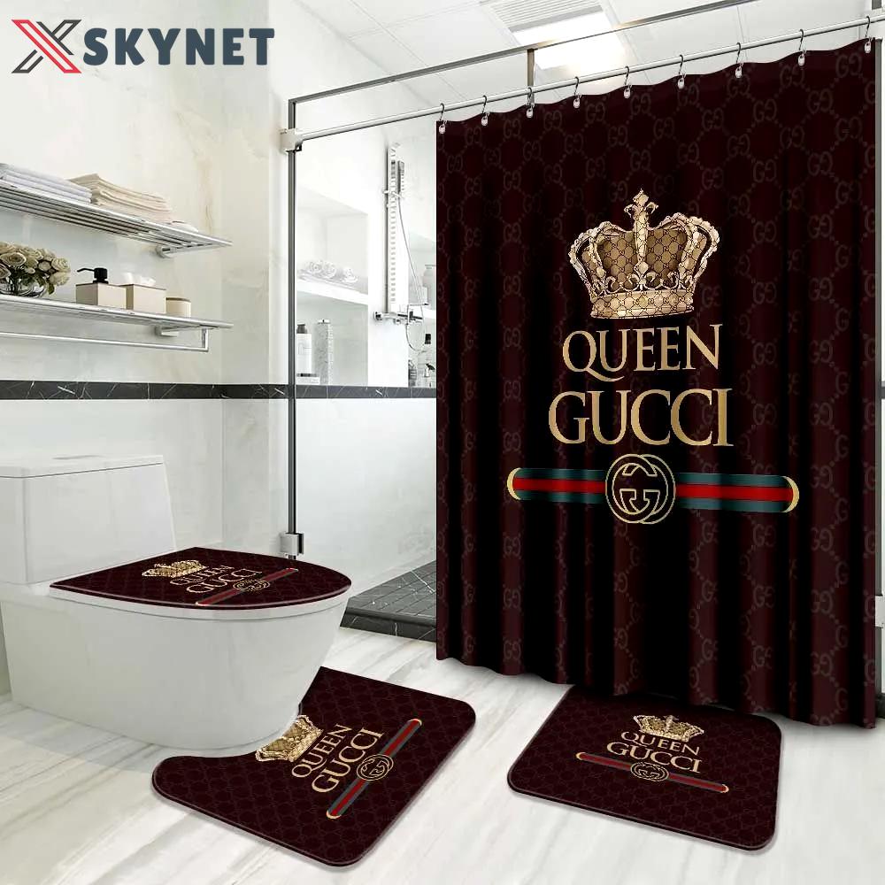 Gucci bathroom set luxury shower curtain waterproof luxury brand with logo gucci 6 176 Bathroom Set