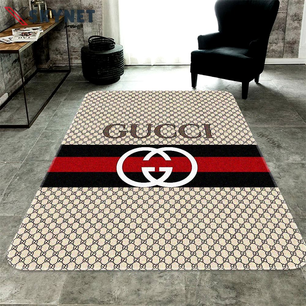 Gucci beige limited logo type 626. Upgrade Your Living Room with Luxury Home Decor: Area Carpets, Floor Decor, Door Mats, and Hot Gift Items with style a High-End Fashion Brand Rectangle Rug