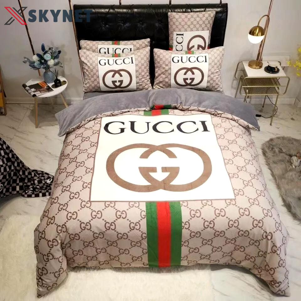 Gucci beige logo type 982 Bedding Sets luxury ideas home decor bedspread duvet hyperbeast Bedroom blankets bedclothes bed linen premium fashion brand sheets covers
