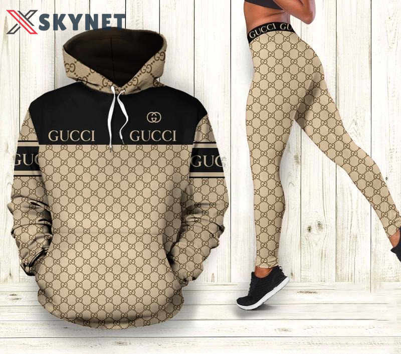 Gucci black and brown 3d full print hoodie and leggings set 296 hcst 3 Hoodie Leggings Set