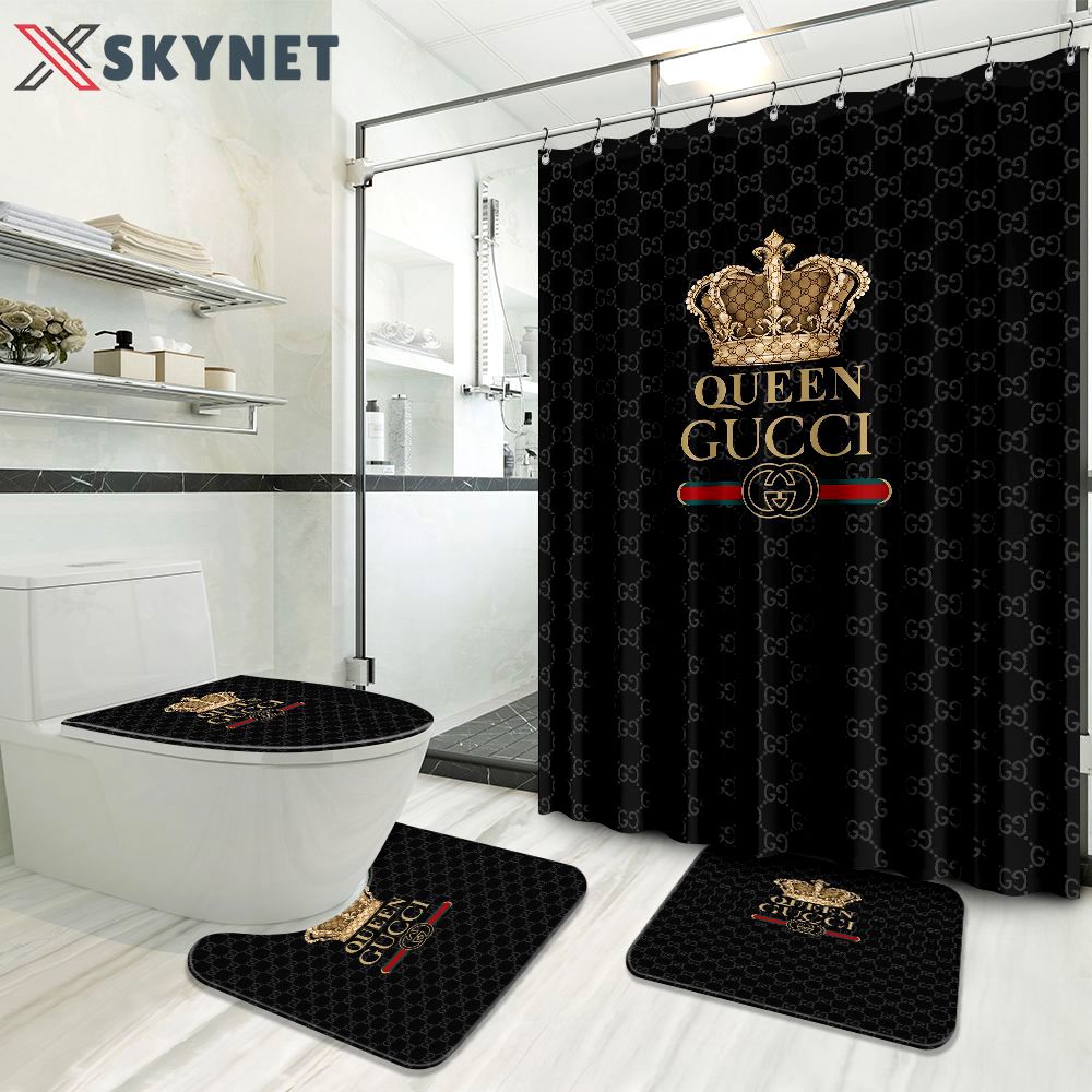 Gucci black queen luxury brand logo premium bathroom set home decor Bathroom Set