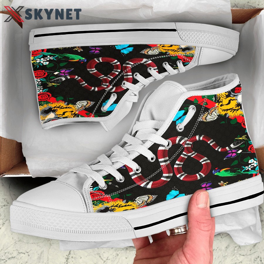 Gucci black white snake high top canvas shoes sneakers hot best for men women hot 2023 25 High Top Canvas Shoes