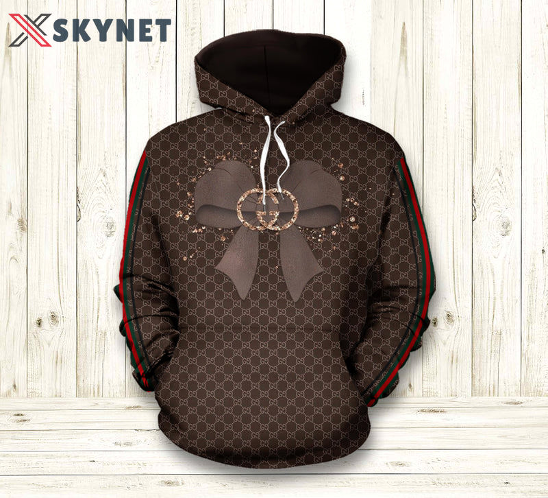 Gucci brown unisex hoodie for men women luxury brand outfit Hoodie 3D