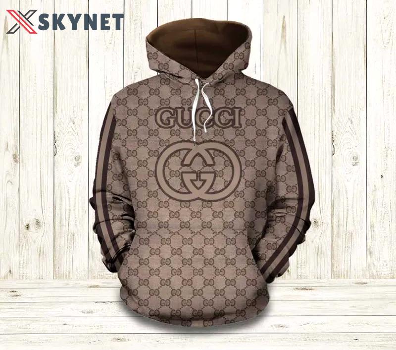Gucci brown unisex hoodie luxury brand outfit for men women Hoodie 3D