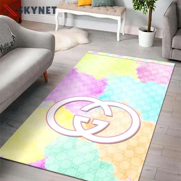 Gucci colorful logo type 1005. Upgrade Your Living Room with Luxury Home Decor: Area Carpets, Floor Decor, Door Mats, and Hot Gift Items with style a High-End Fashion Brand Rectangle Rug