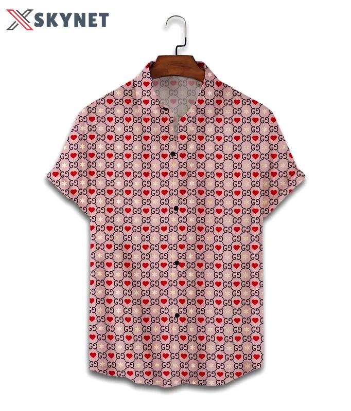 Gucci heart luxury brand fashion hawaii shirt for men 2 Hawaii Shirt