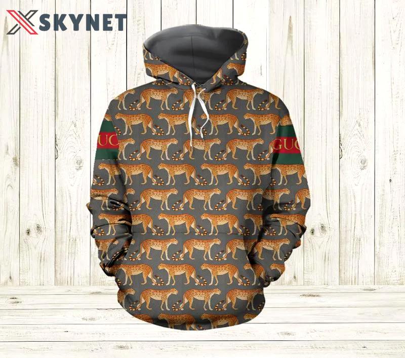 Gucci leopard unisex hoodie for men women luxury brand clothing clothes outfit Hoodie 3D