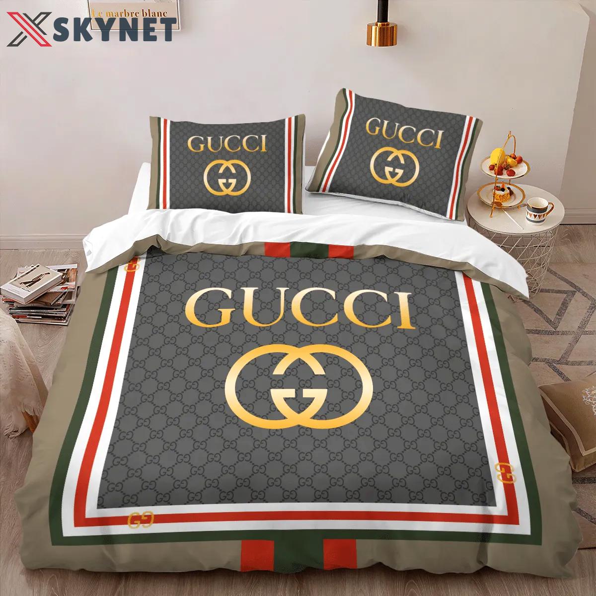 Gucci logo type 1144 Bedding Sets hyperbeast Bedroom luxury ideas duvet bed linen premium fashion brand blankets sheets bedspread bedclothes home decor covers