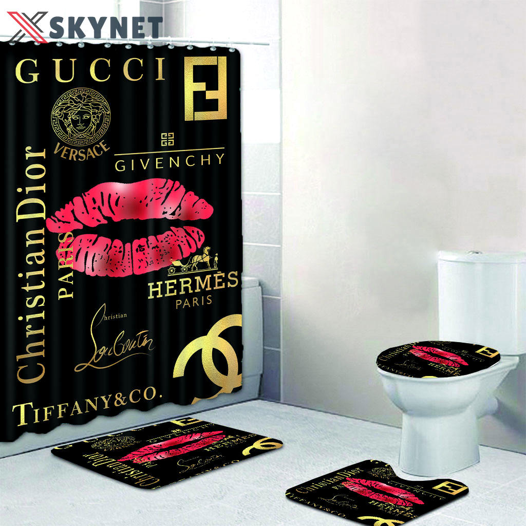 Gucci luxury bath mat sets christian dior versace bath mat sets shower curtain 244 Bathroom Set