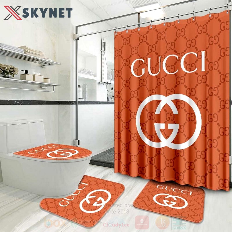 Gucci orange home decor bath mat bathroom sets hypebeast luxury fashion brand Bathroom Set