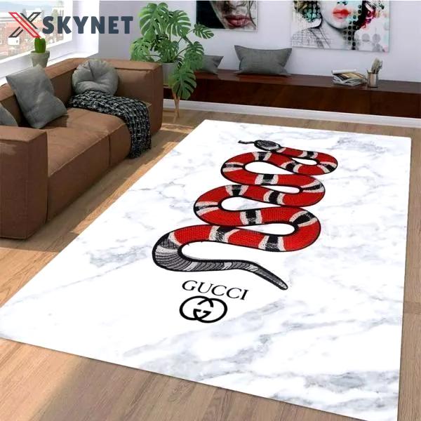 Gucci red snake logo type 949. Upgrade Your Living Room with Luxury Home Decor: Area Carpets, Floor Decor, Door Mats, and Hot Gift Items with style a High-End Fashion Brand Rectangle Rug