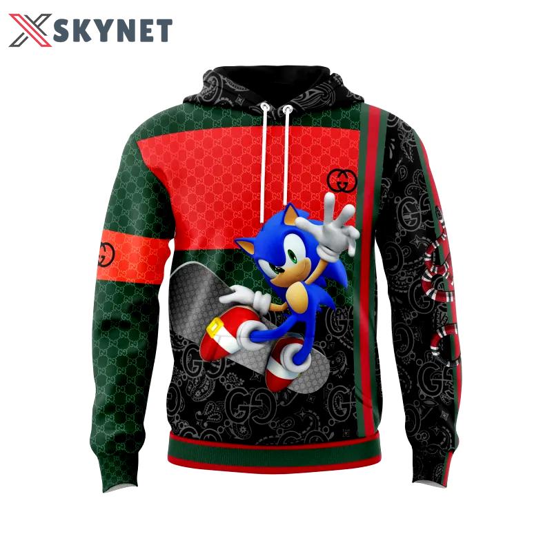 Gucci sonic snake red black green unisex hoodie outfit for men women luxury brand clothing special gift Hoodie 3D