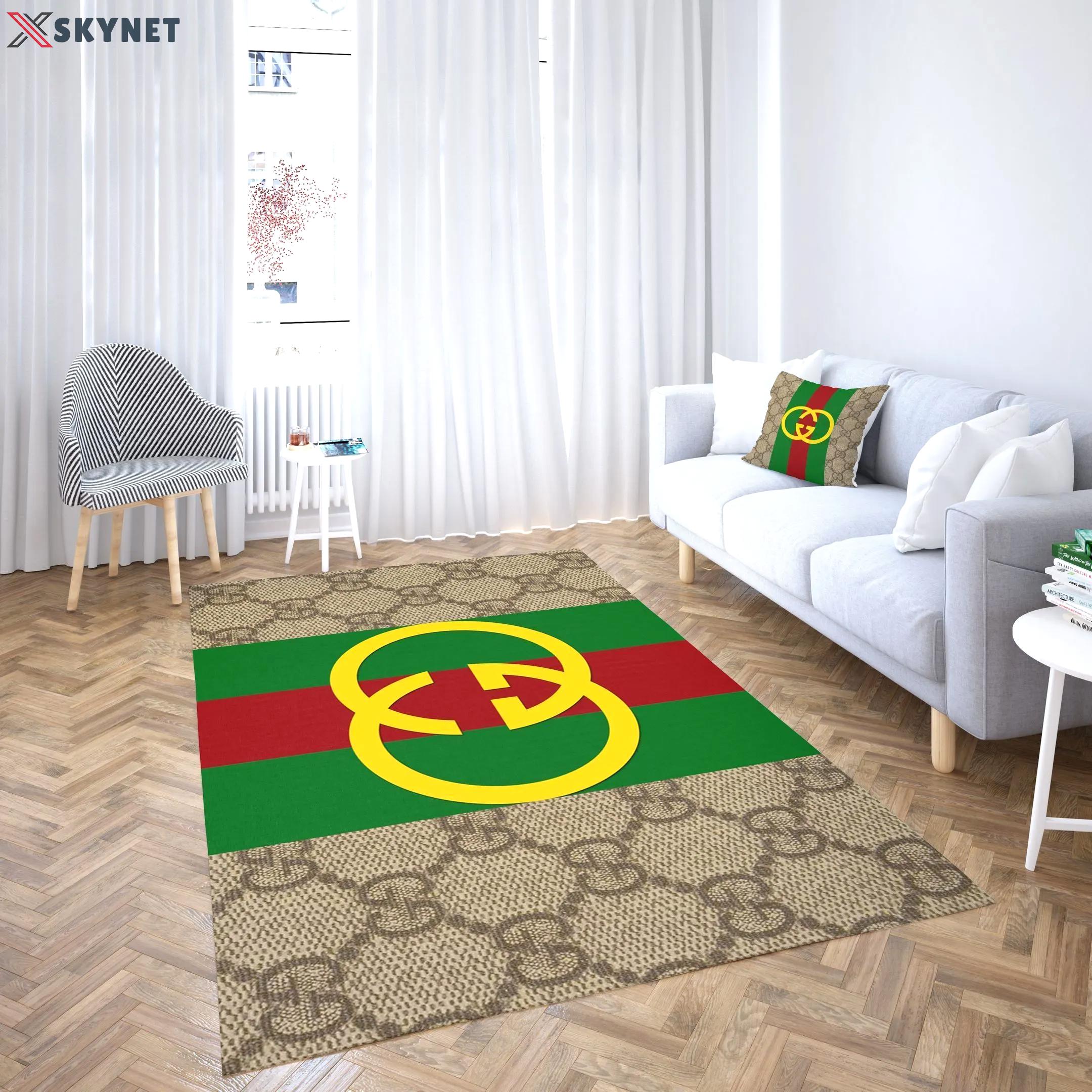 Gucci stripe logo type 35. Upgrade Your Living Room with Luxury Home Decor: Area Carpets, Floor Decor, Door Mats, and Hot Gift Items with style a High-End Fashion Brand Rectangle Rug