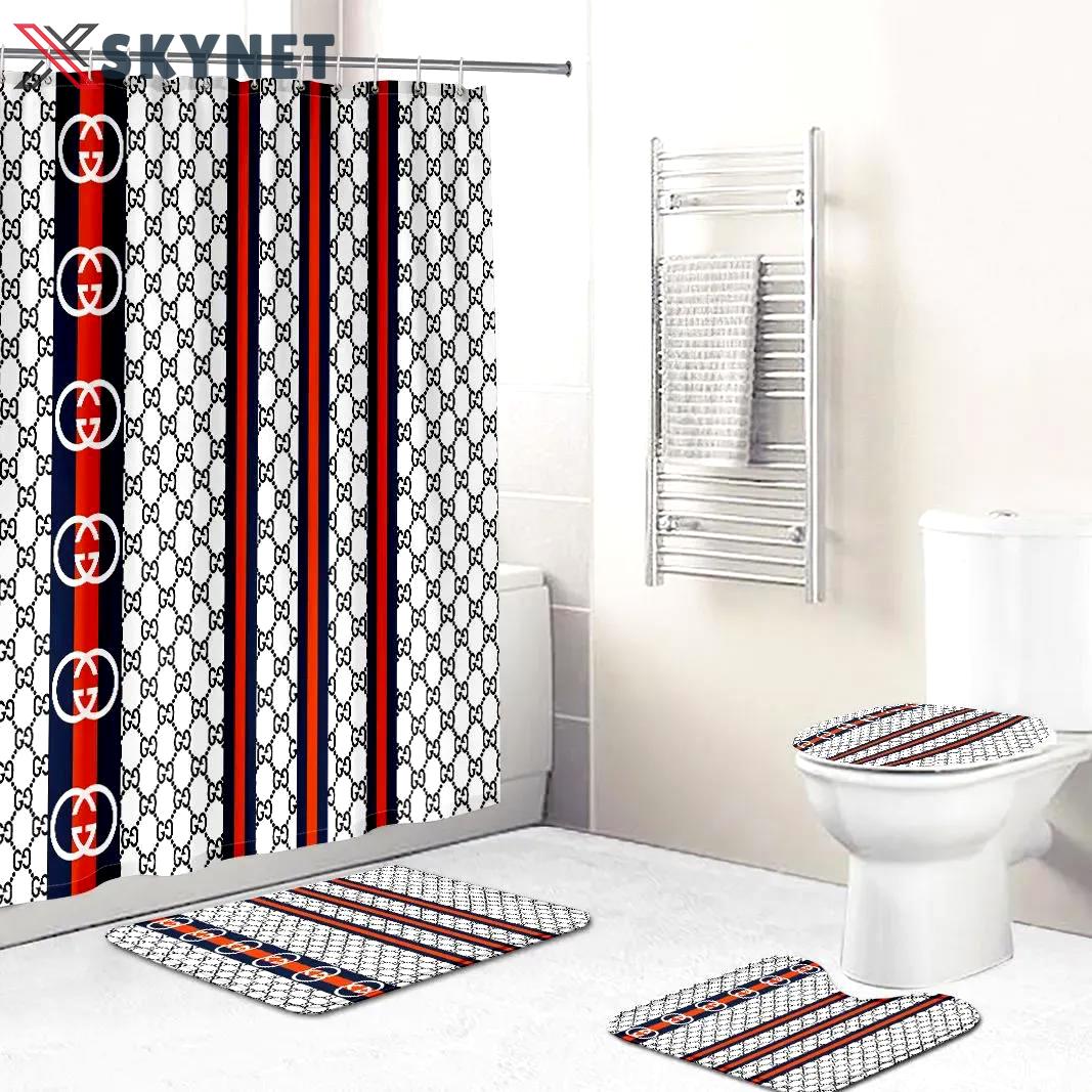Gucci white black red full bath mat hypebeast bathroom sets luxury fashion brand home decor Bathroom Set