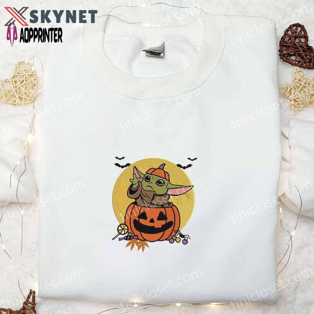 Halloween baby yoda embroidered shirt: cute & best halloween shirt ideas Embroidered Shirt