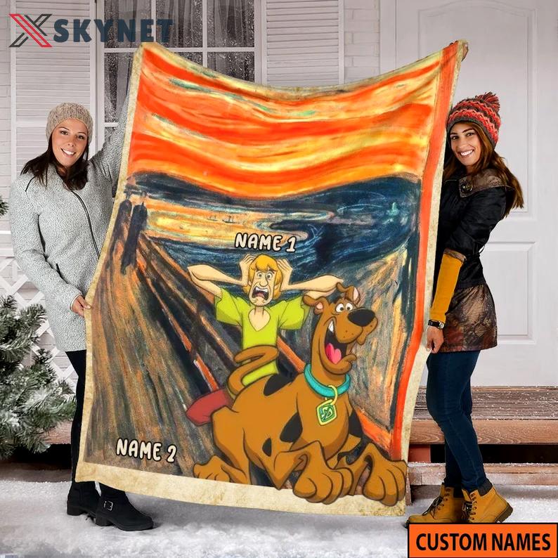Halloween decorations custom name scooby-doo fleece blanket, scooby doo ruh roh blanket, scooby-doo halloween blanket, dinkley shaggy rogers, christmas gifts Quilt Blanket