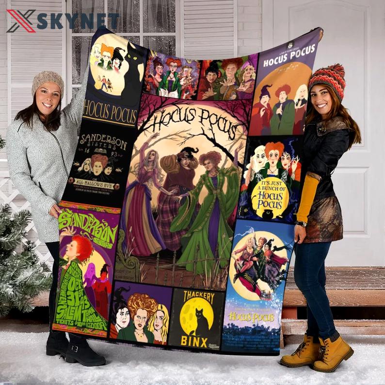 Halloween decorations halloween hocus pocus blanket, hocus pocus movie fleece mink sherpa blanket, halloween witch, sanderson sister, anniversary gifts, for her Quilt Blanket