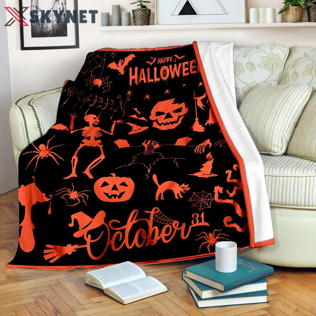 Halloween decorations happy halloween fleece blanket – quilt blanket Quilt Blanket