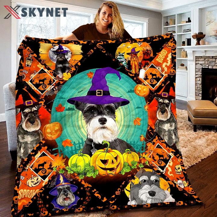 Halloween decorations miniature schnauzer halloween quilt blanket Quilt Blanket