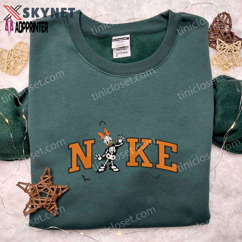 Halloween embroidered shirt: nike x skeleton daisy & disney-inspired nike design Embroidered Shirt
