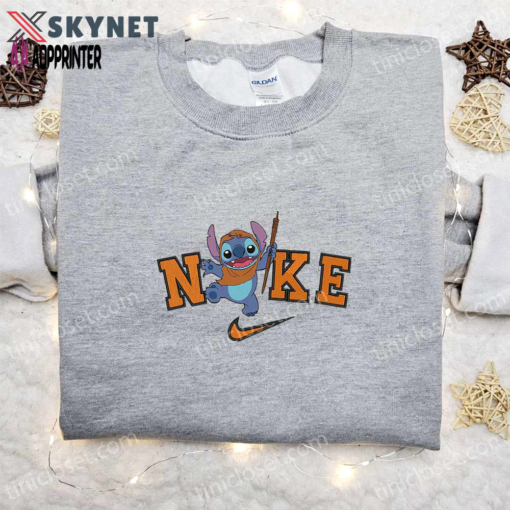 Halloween stitch x nike embroidered sweatshirt & disney characters shirt: best halloween gift ideas Embroidered Shirt
