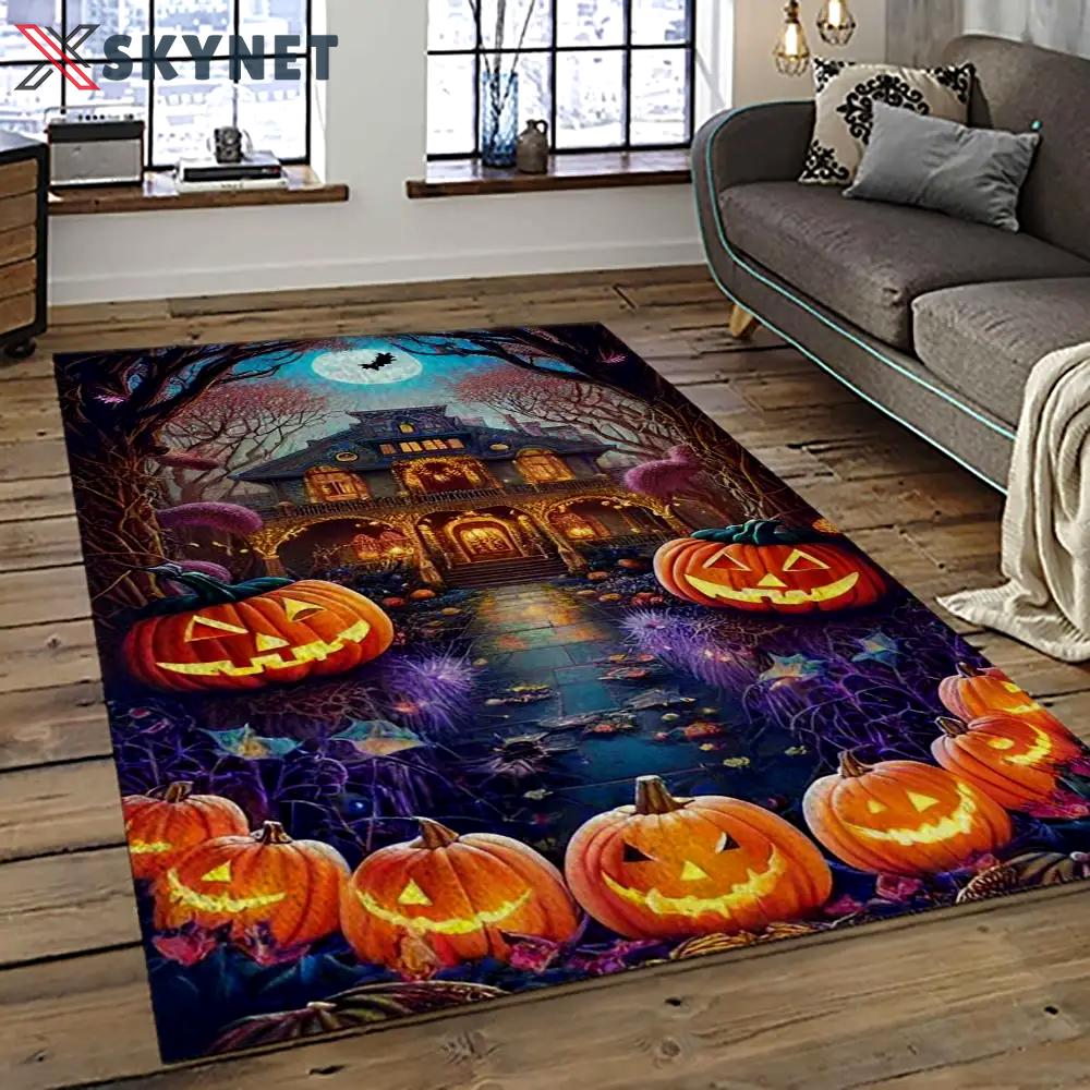 Halloween style pumpkin autumn retangle carpet area rug home decor halloween gift hal45 Rectangle Rug