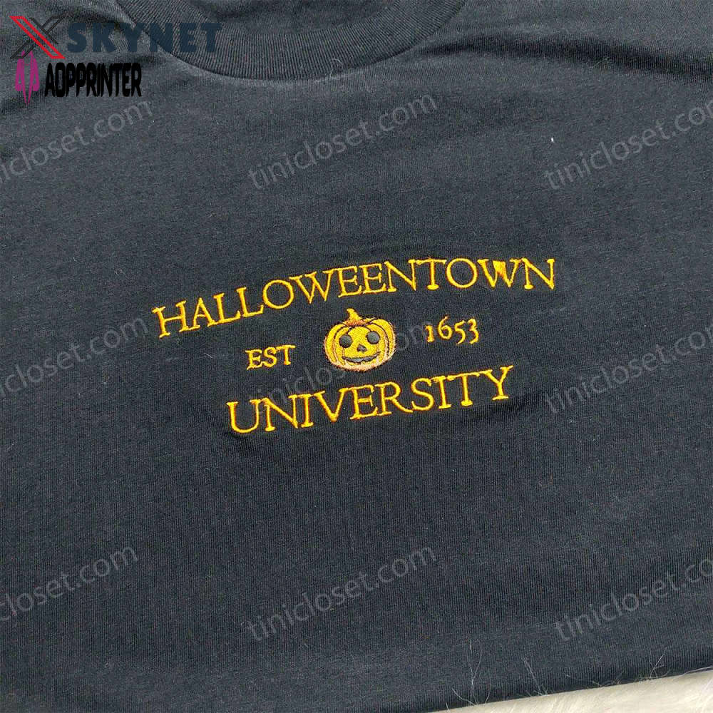Halloweentown university est 1653 embroidered shirt – vintage halloween sweatshirts & gifts Embroidered Shirt